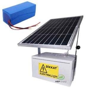 Güneş Panelli Elektrikli Çit Cihazı 50 Watt Lityum Li-ion Batarya